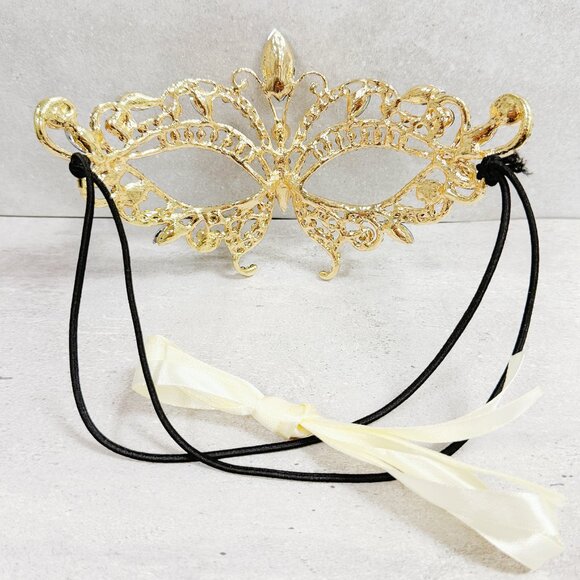 Gold masquerade mask, green crystal mask, Cosplay mask, Venetian mask, ball mask - Picture 8 of 8